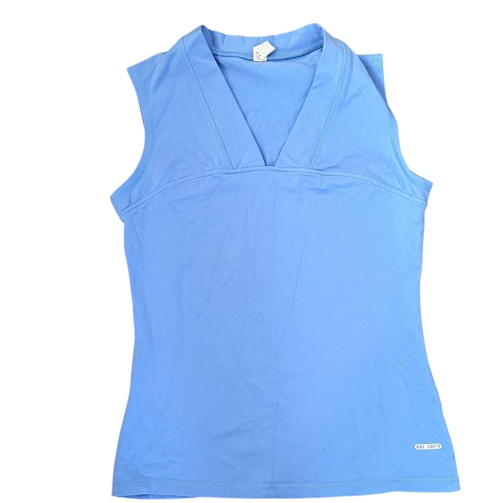 ONE TOOTH Made in Canada Fitted Blue Yoga Tank Top L
